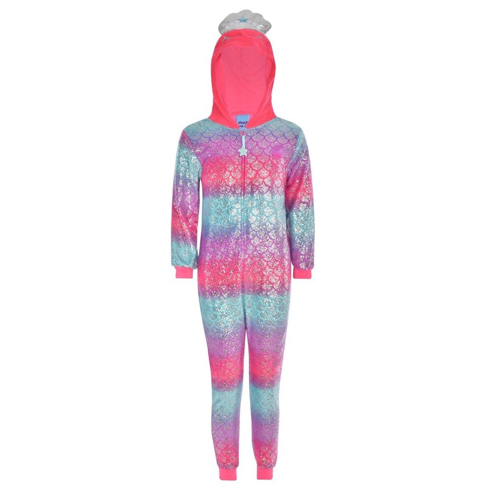 Girls Large Sleep On It Unicorn Sparkle Hoodie PJ Onesie With Footies